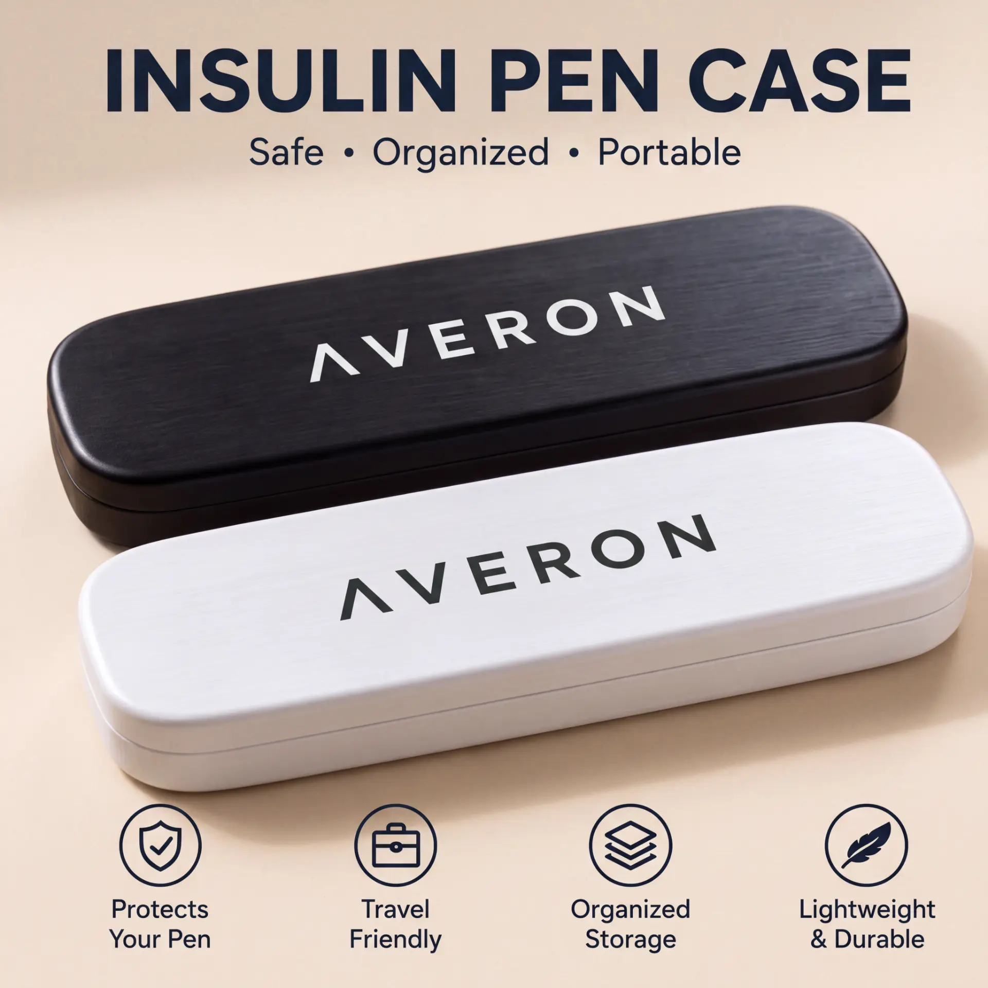 AVERON Peptide Pen Case — black and white